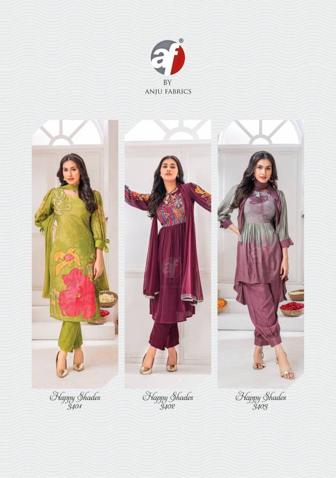 Happy Shades By Af 3401 To 3406 Wholesale Kurti With Afgani Style Pant In India